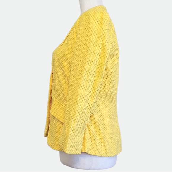 New York & Company Single Button Eyelet Lace Blazer - Yellow - Picture 5 of 9
